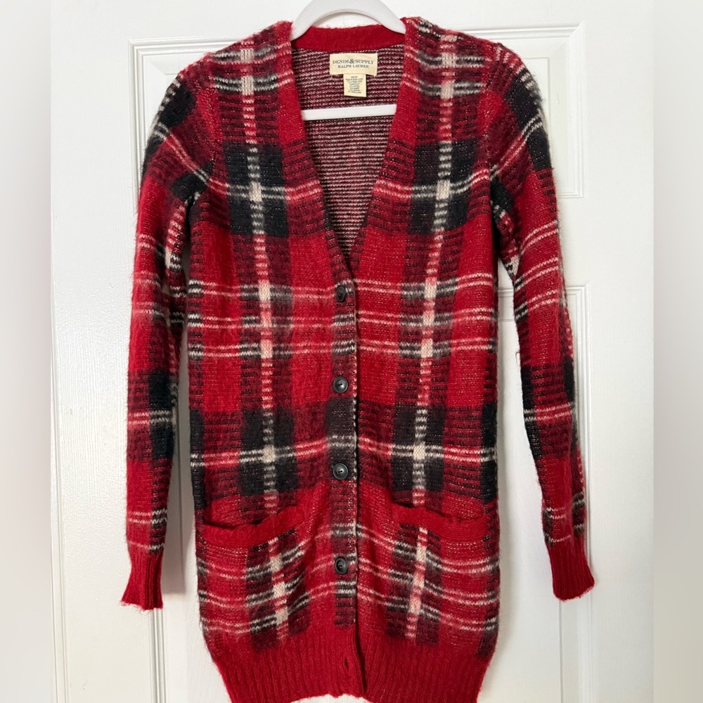 Ralph Lauren Denim
Supply Red and Black Plaid Cardigan